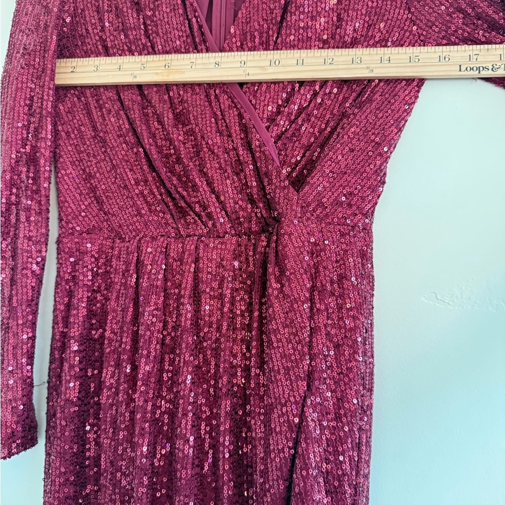 Ivy City Goldie vine Glamorous Long Sleeve Red Sequin Dress size XS - Picture 6 of 11